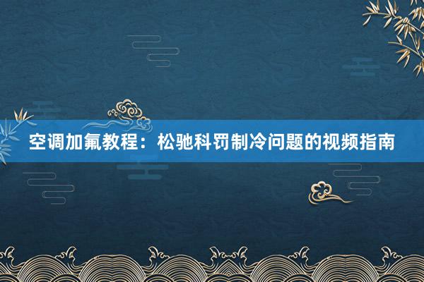 空调加氟教程：松驰科罚制冷问题的视频指南